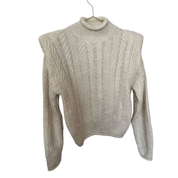 Mango MNG cable knit exaggerated shoulder sweater nwt M - Picture 3 of 7